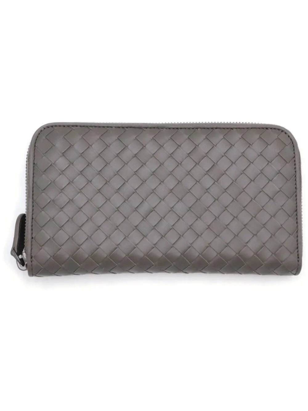 Bottega Veneta Intrecciato Wallet Card Case Gray Leather